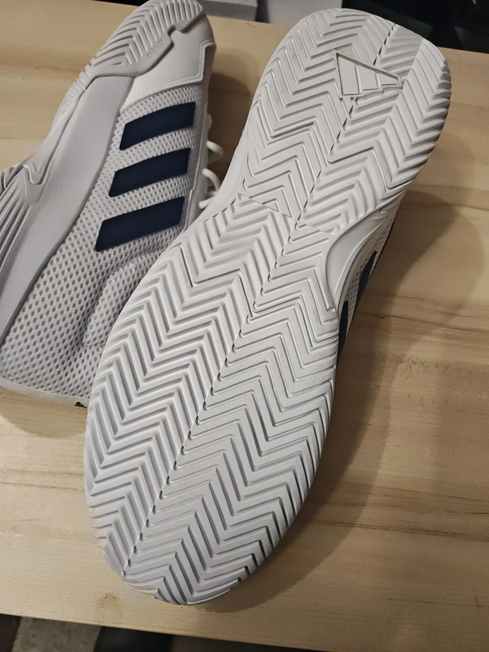 adidas White and Navy Low-Top Mesh Sneakers 13